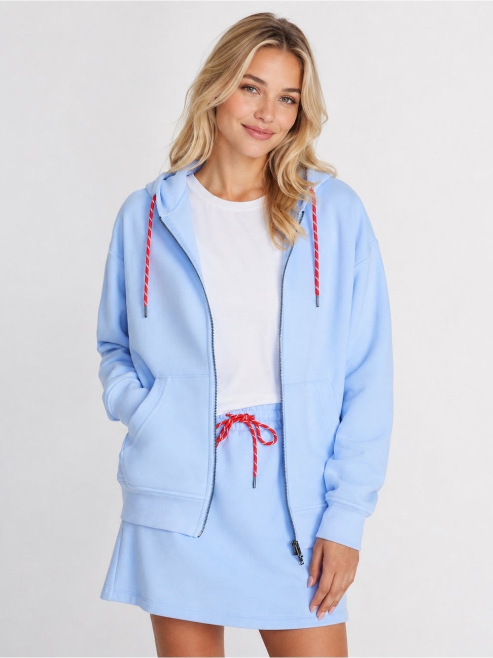 Women’s 3XL Blue Fleece Hoodie Oversized Full Zip Two Way Zipper Plus Size NWT